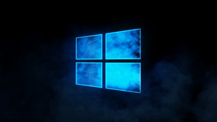 Windows 10 logo with blue smoke