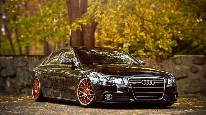 Black Audi A4 Sedan with Copper Wheels