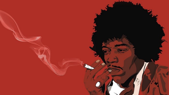 Jimi Hendrix smoking a joint art