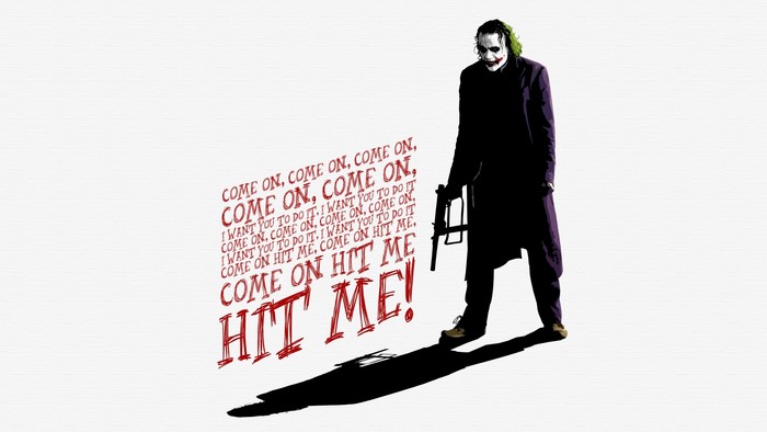 Joker from The Dark Knight holding a gun