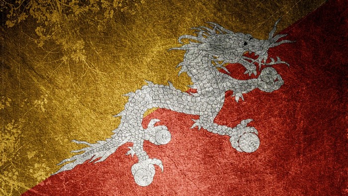 Flag of the Kingdom of Bhutan with Dragon