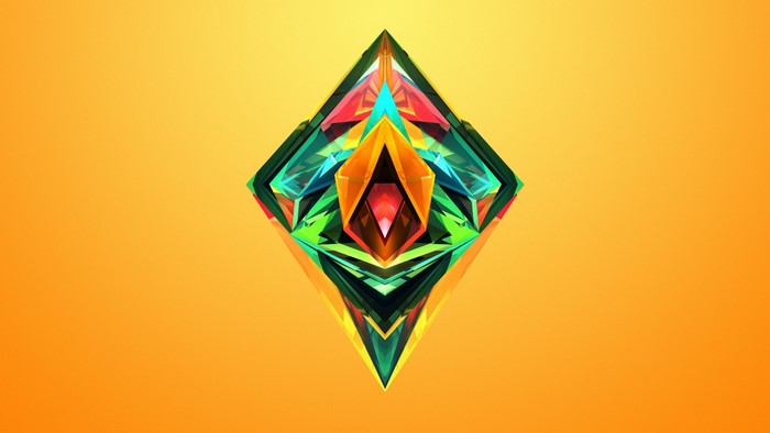 Geometric Crystal Design on Orange Background