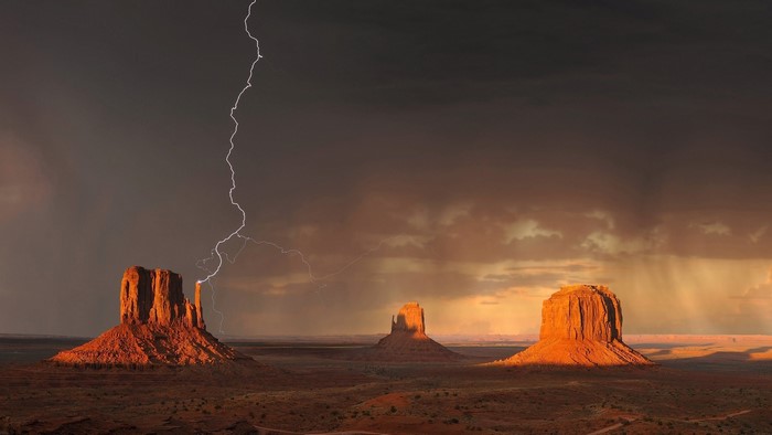 Lightning Strike Over Monument Valley