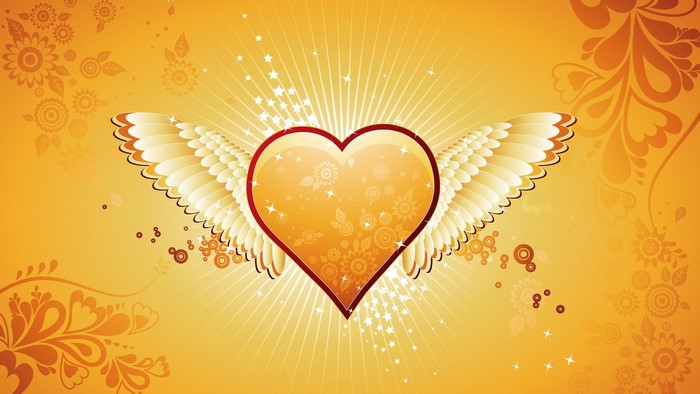 Heart with Wings and Floral Design