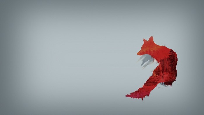 Red Fox Silhouette with Forest Scene