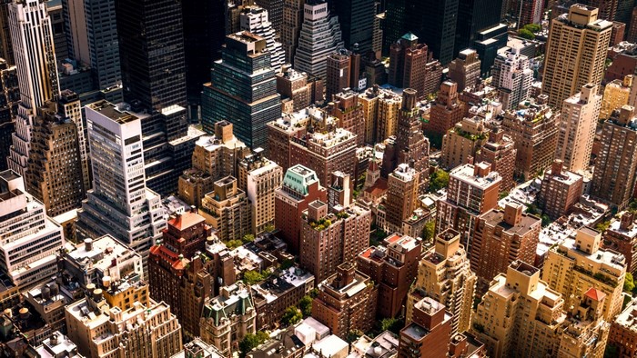 New York City Ariel View of Rooftops