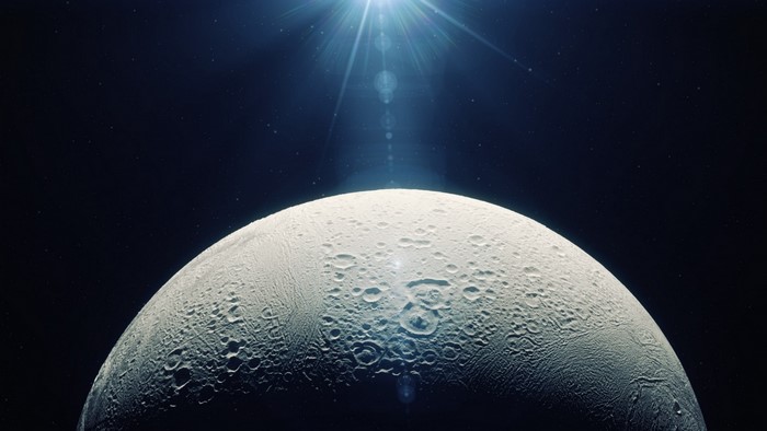 Half Shining Moon in Space