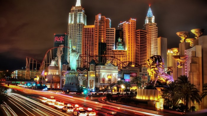 Las Vegas Strip at Night with New York-New York Hotel
