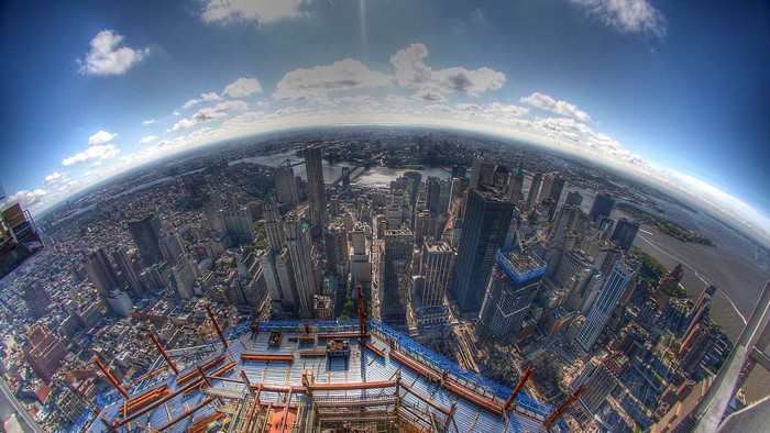 One World Trade Center Construction NYC Fisheye