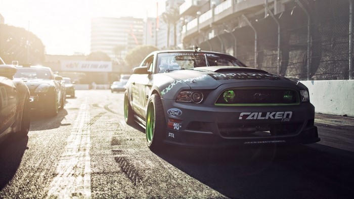 Monster Energy Falken Ford Mustang on Race Track