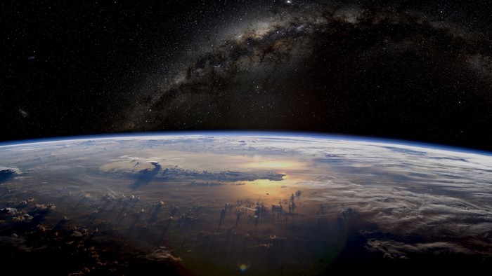 Earth and Milky Way Galaxy from Space