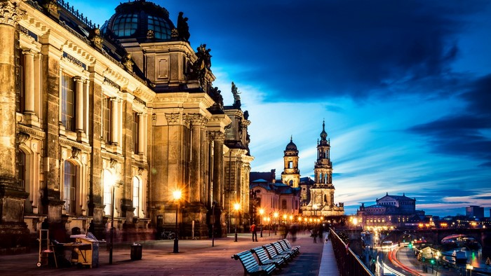Altstadt Dresden Germany at Dusk