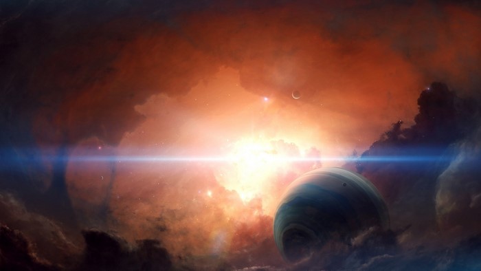 Planet and Nebula in Space