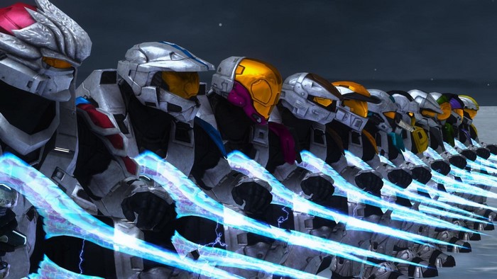 Halo 3 Armor Variants with Energy Swords