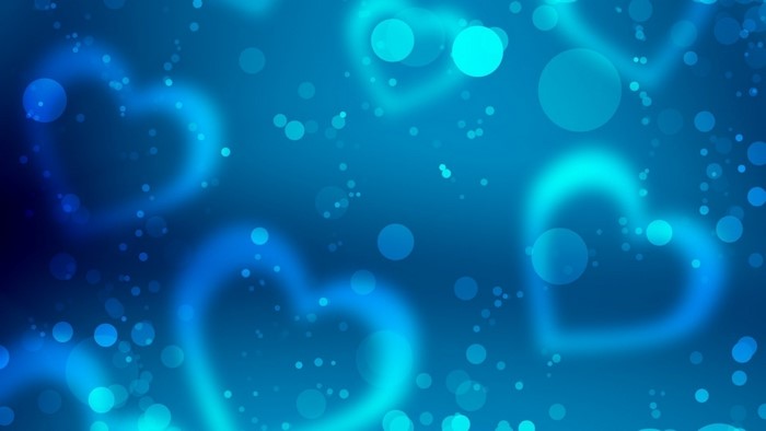 Blue Bokeh Hearts Wallpaper