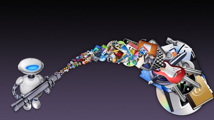Robot ejecting Mac applications and icons
