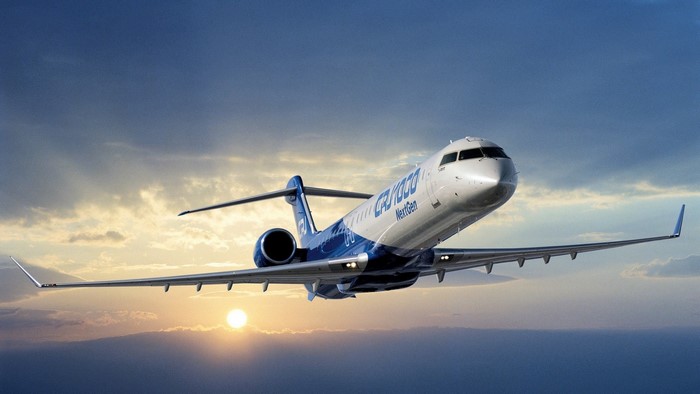 Bombardier CRJ1000 NextGen Jet Aircraft in Flight