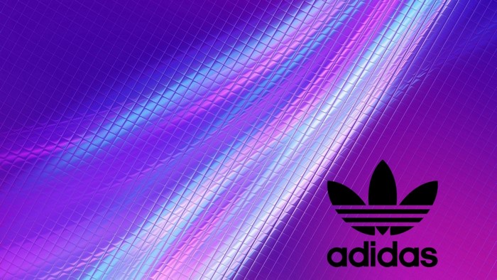 Adidas logo on a purple and blue abstract background