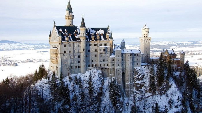 Neuschwanstein Castle in Germany during winter