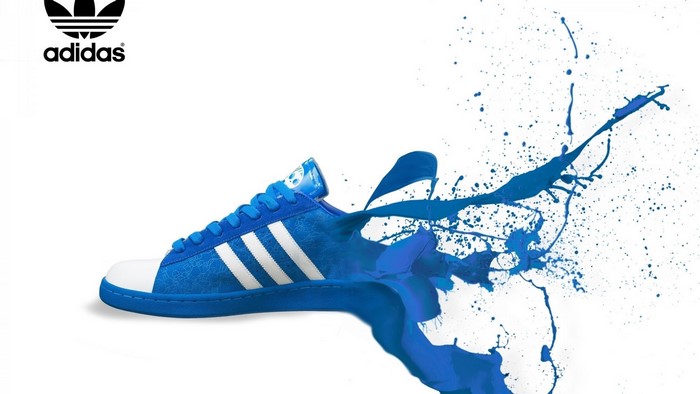 Adidas Blue Shoe with Blue Paint Splash