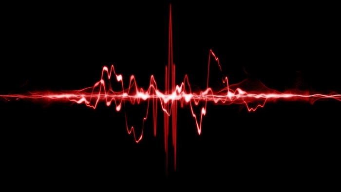 Red Sound Waves on Black Background
