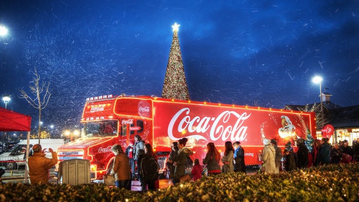 Coca-Cola Christmas Truck with Santa and Christmas Tree