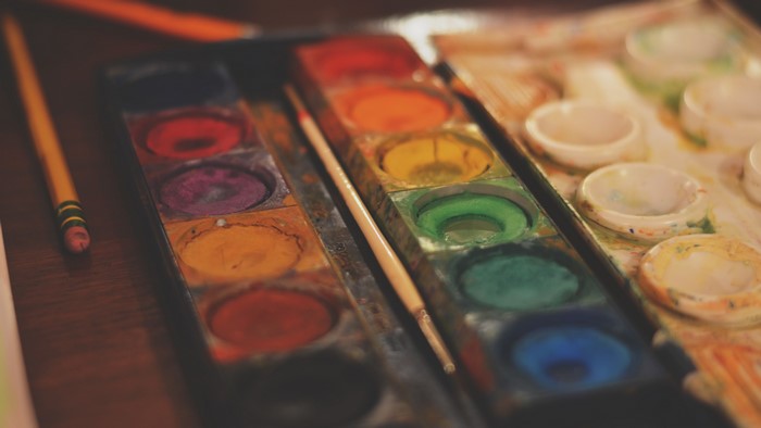 Watercolor Paint Palette and Pencils
