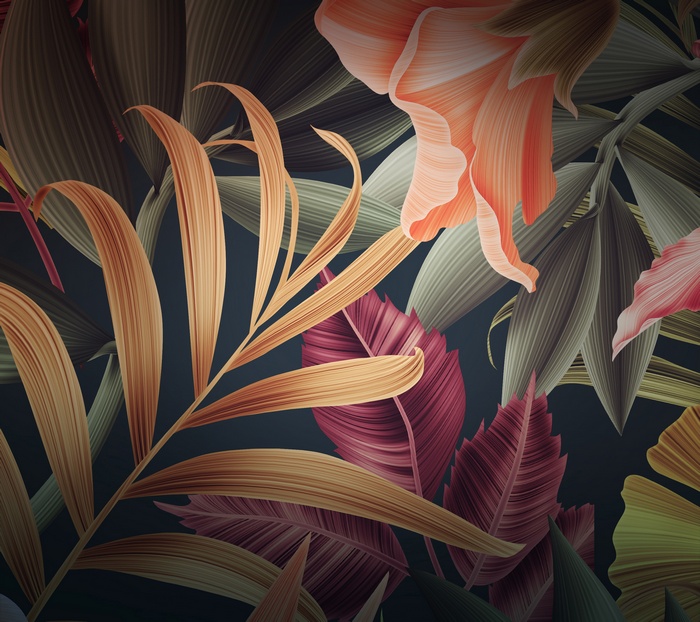 Tropical Leaves and Flowers