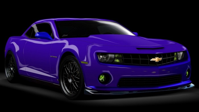 Purple Chevrolet Camaro with custom rims