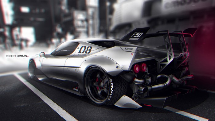 Modified Ferrari F50 with "08" and "F50" decals