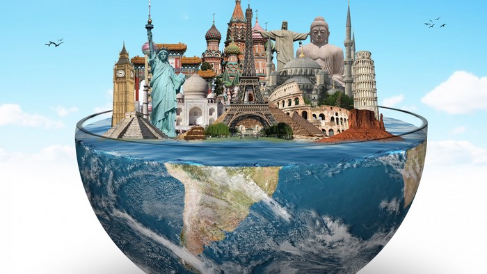 4K Landmarks on Earth Globe
