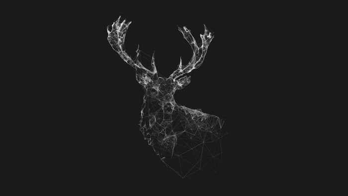 Wireframe Elk Head on Black Background
