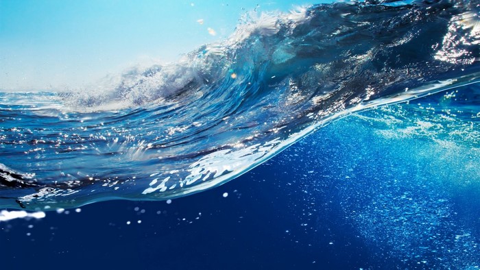Blue Ocean Wave Underwater View