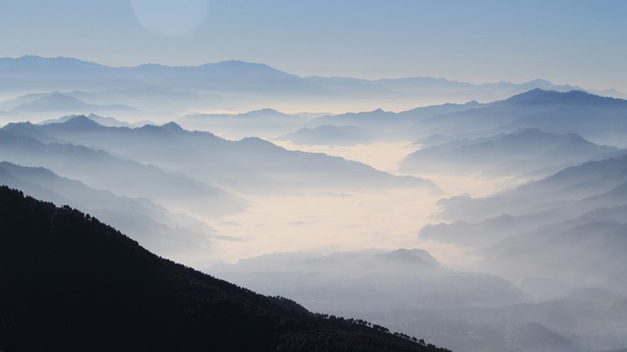 Misty Himalaya Mountains Landscape