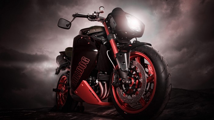 Triumph Bulldog motorcycle with red accents
