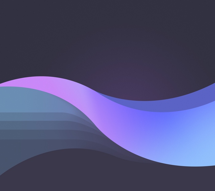 Abstract waves with purple and blue gradient on dark background