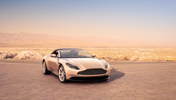 Aston Martin DB11 Volante convertible in desert landscape