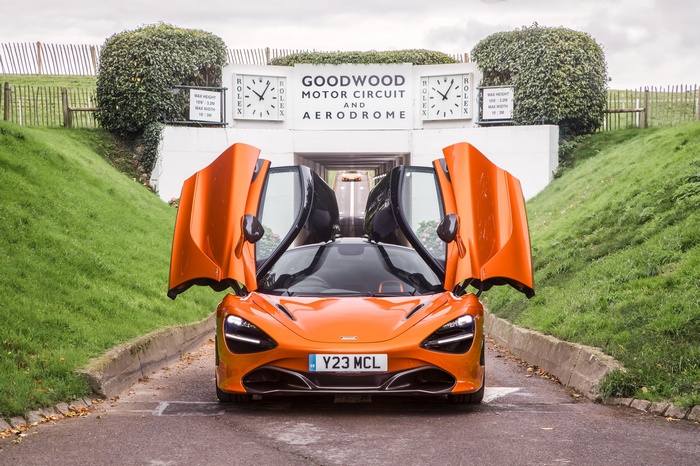 Orange McLaren 720S Coupe at Goodwood