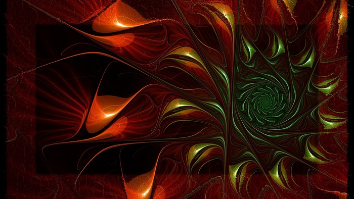 Abstract Fractal Design with Red and Green Tones