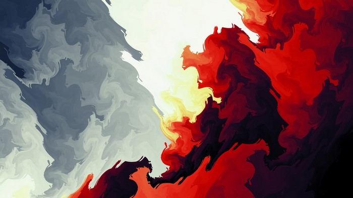 Abstract Red and Gray Digital Art