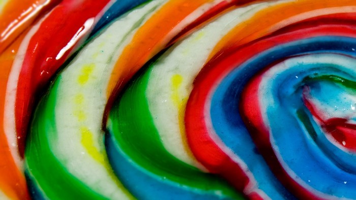 Close-up of a colorful candy swirl