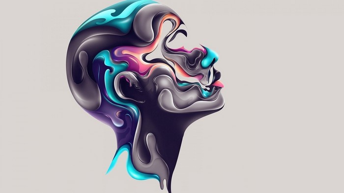 Abstract Human Face with Colorful Swirls