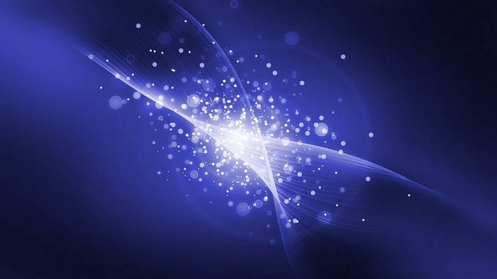 Abstract Blue Burst with Light Streaks and Particles