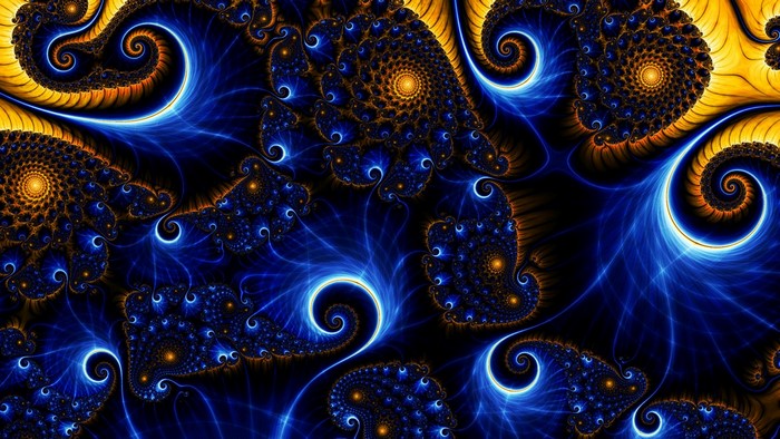 Blue and Gold Fractal Patterns