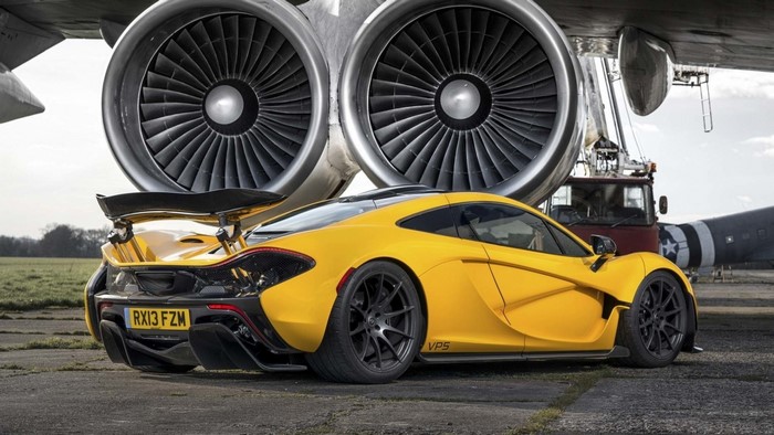 Yellow McLaren P1 with Jet Engines