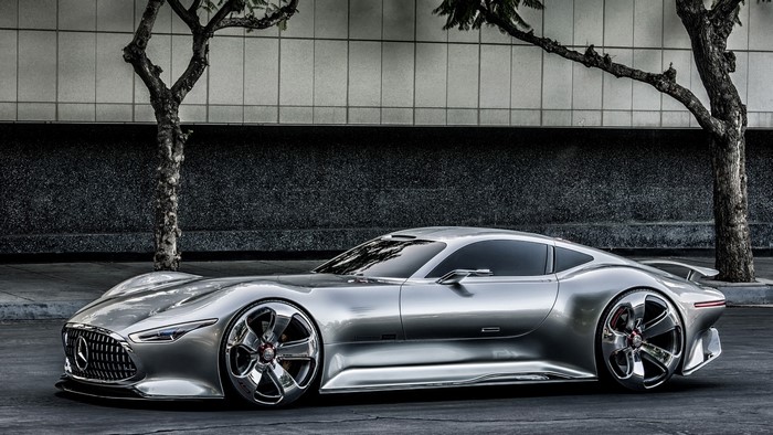 Silver Mercedes-Benz AMG Gran Turismo concept car