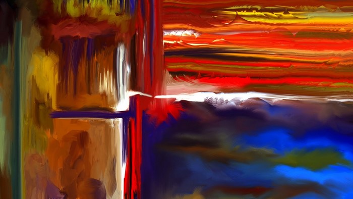 Abstract painting with bold brushstrokes