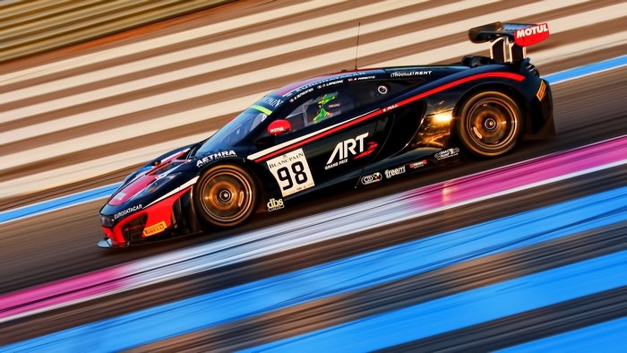McLaren MP4-12C GT3 race car on track