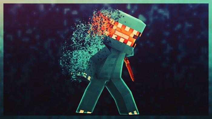 Minecraft character dissolving into particles