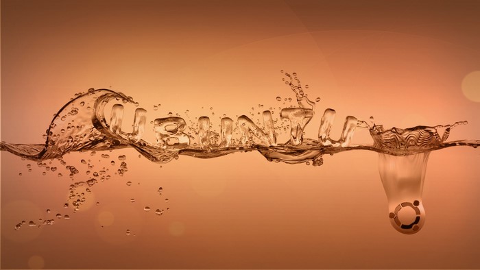 Ubuntu logo in liquid with splashes